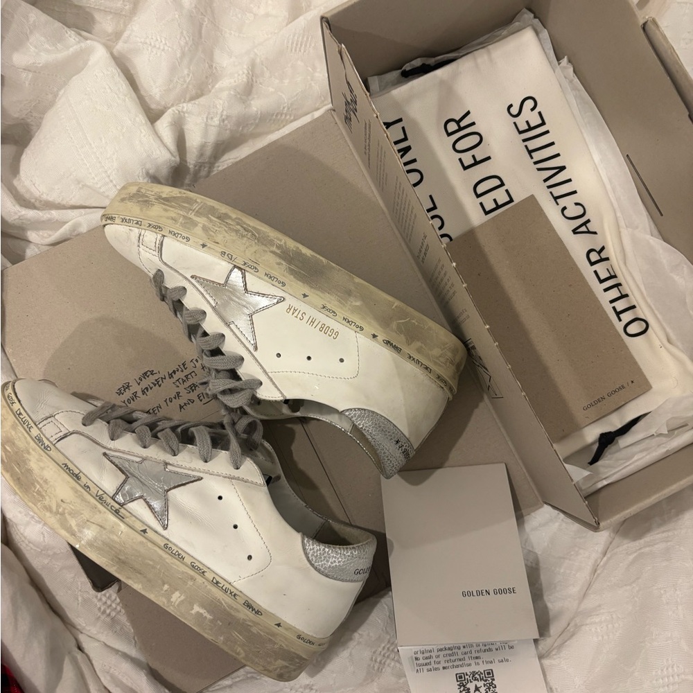 Golden goose silver hi star nwt in box